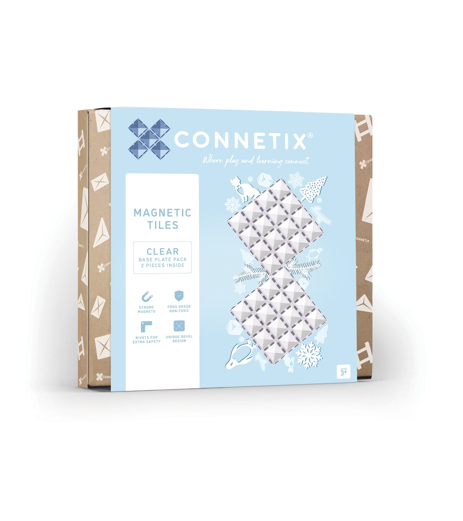 Connetix Tiles Clear Base Plate Pack 2 Pieces