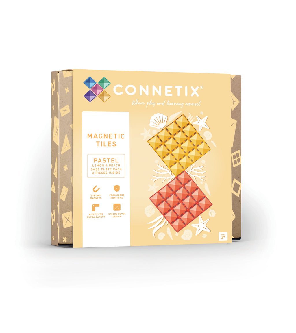 Connetix Tiles Pastel Lemon & Peach Base Plate 2 Pieces