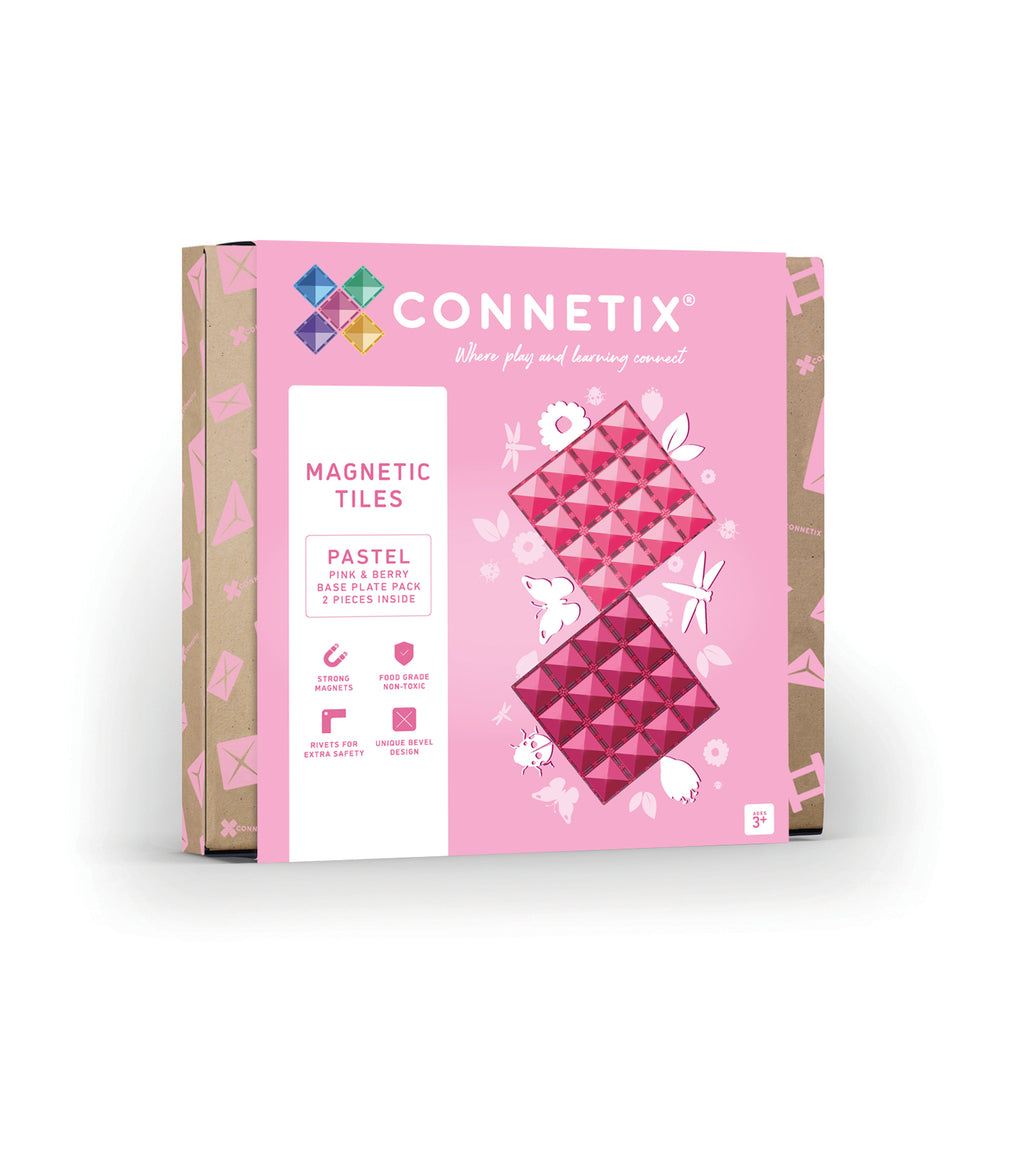 Connetix Tiles Pastel Pink & Berry Base Plate 2 Pieces