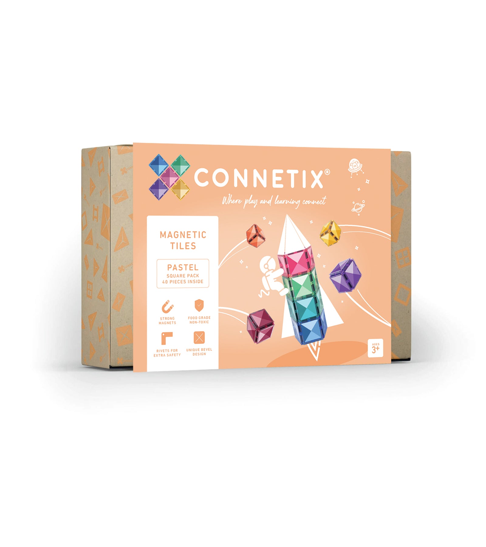 Connetix Tiles Pastel Square Pack 40 Pieces