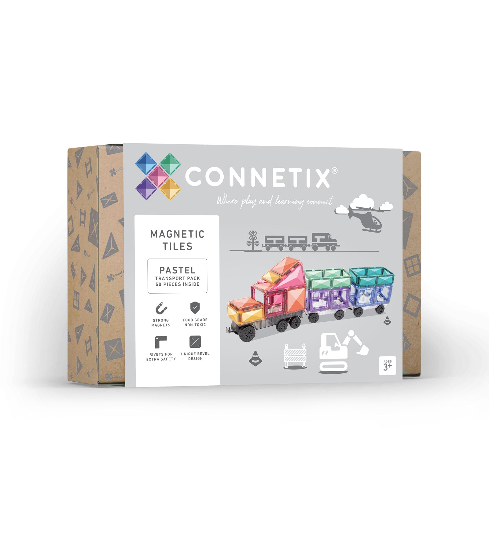 Connetix Tiles Pastel Transport Pack 50 Pieces