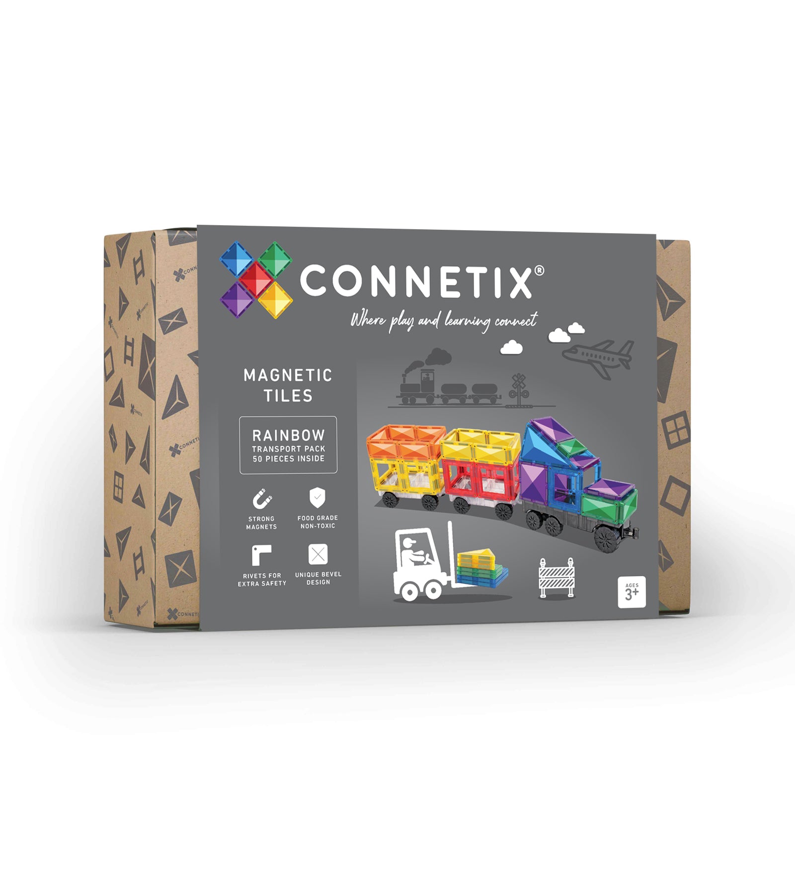 Connetix Tiles Rainbow Transport Pack 50 Pieces