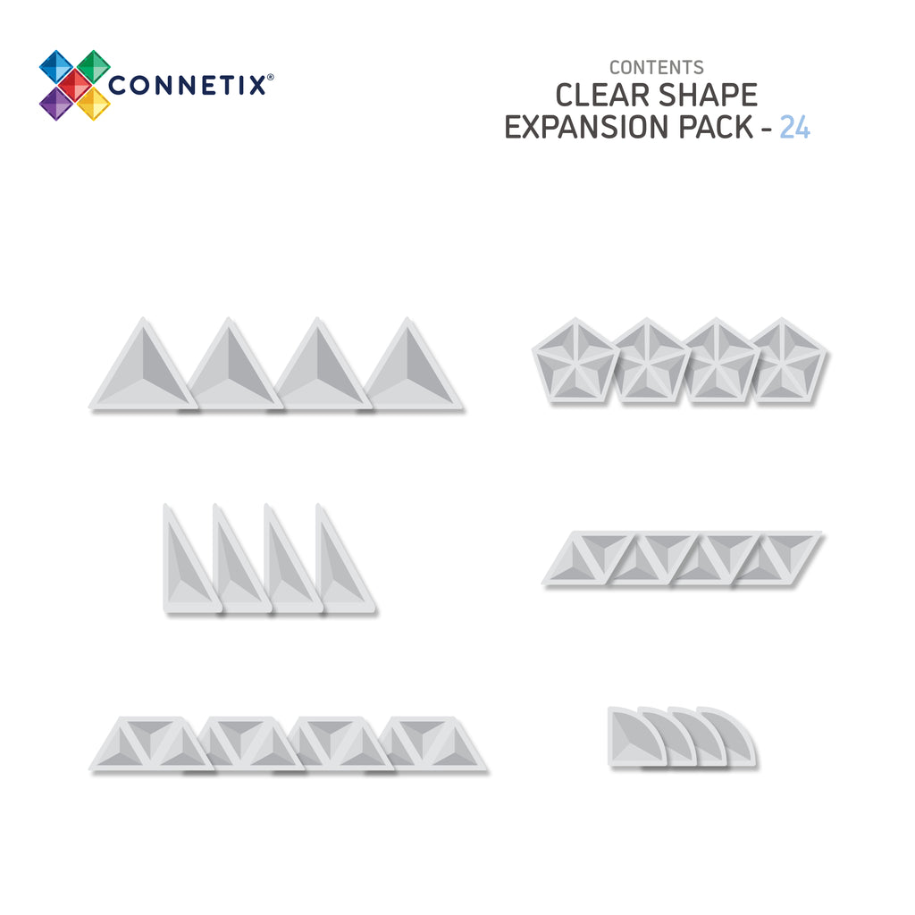Connetix Tiles Clear Shape Expansion Pack 24 Pieces