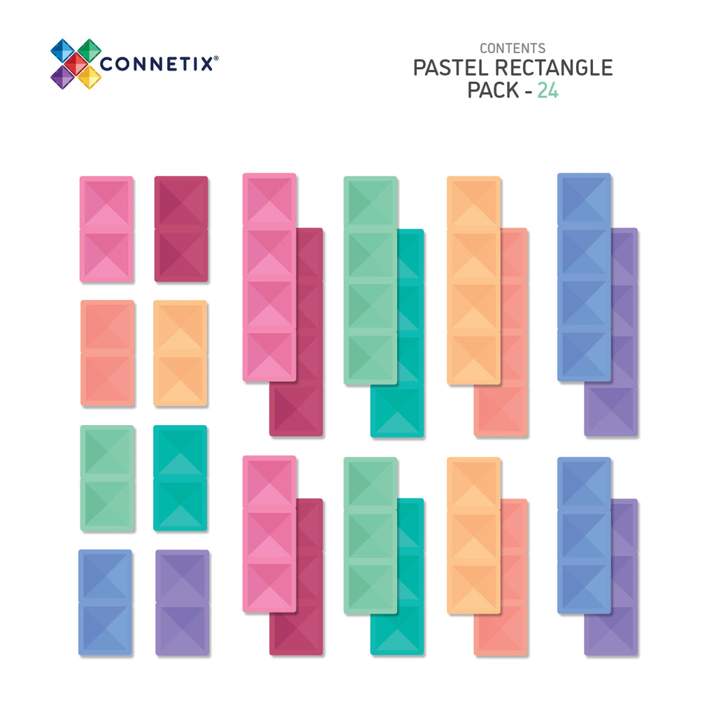 Connetix Tiles Pastel Rectangle Pack 24 Pieces