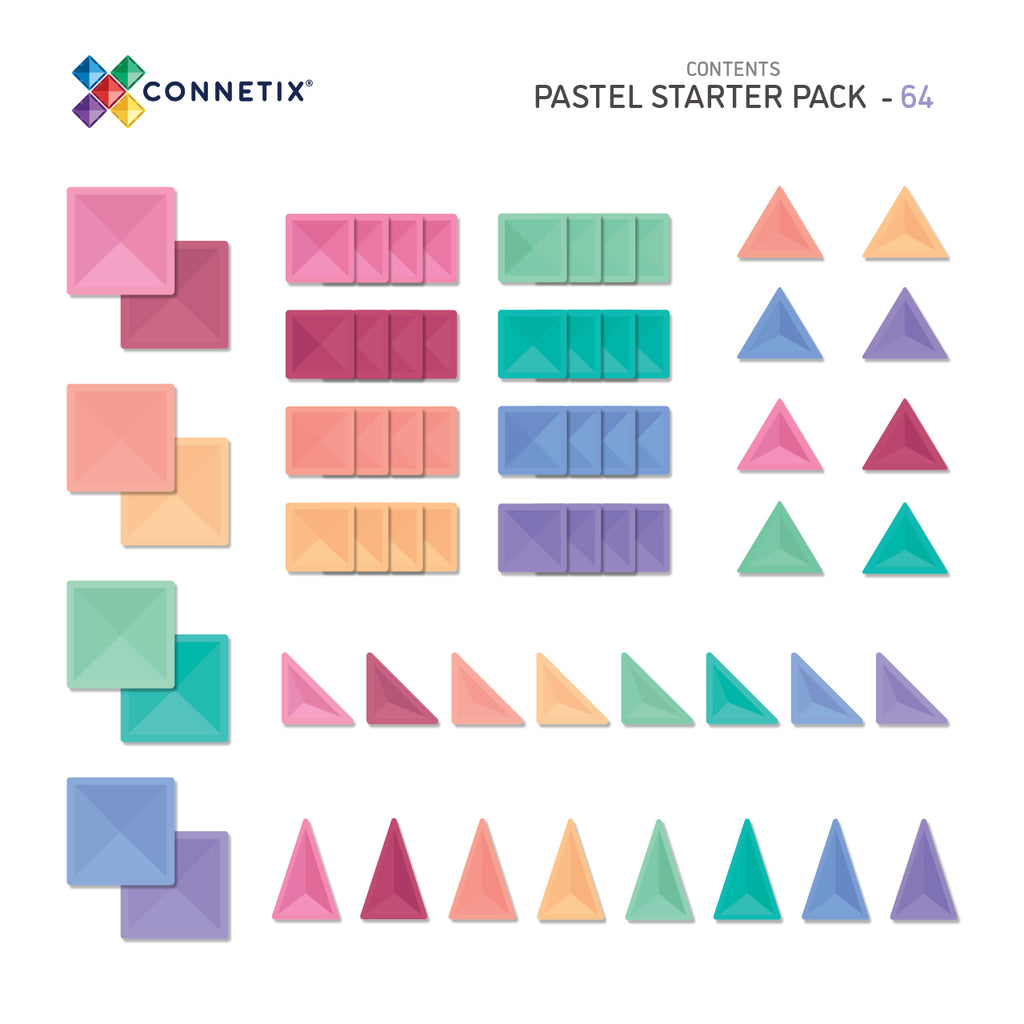 Connetix Tiles Pastel Starter Pack 64 Pieces