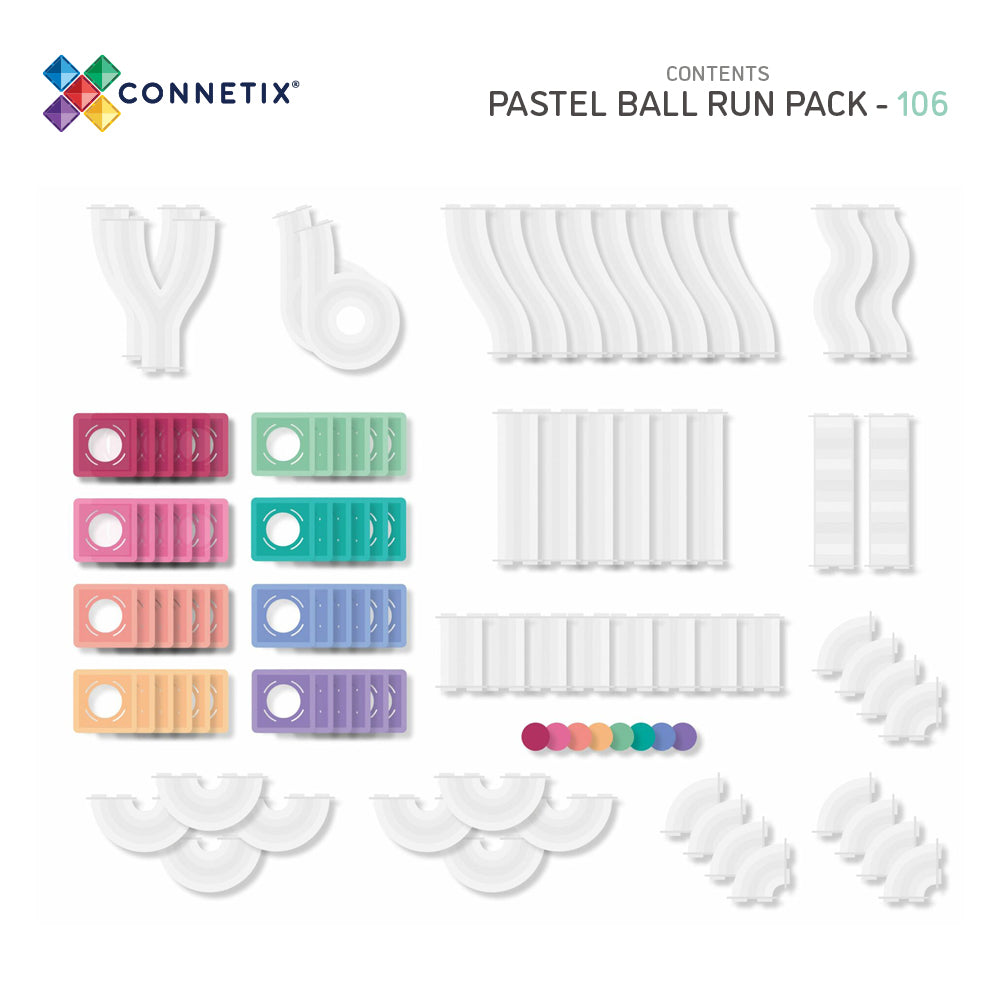 Connetix Tiles Pastel Ball Run Pack 106 Pieces