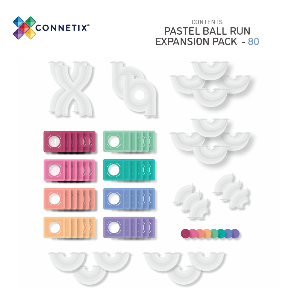Connetix Tiles Pastel Ball Run Expansion Pack 80 Pieces