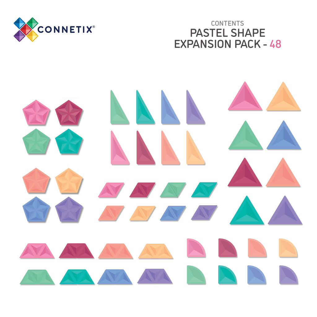 Connetix Tiles Pastel Shape Expansion Pack 48 Pieces