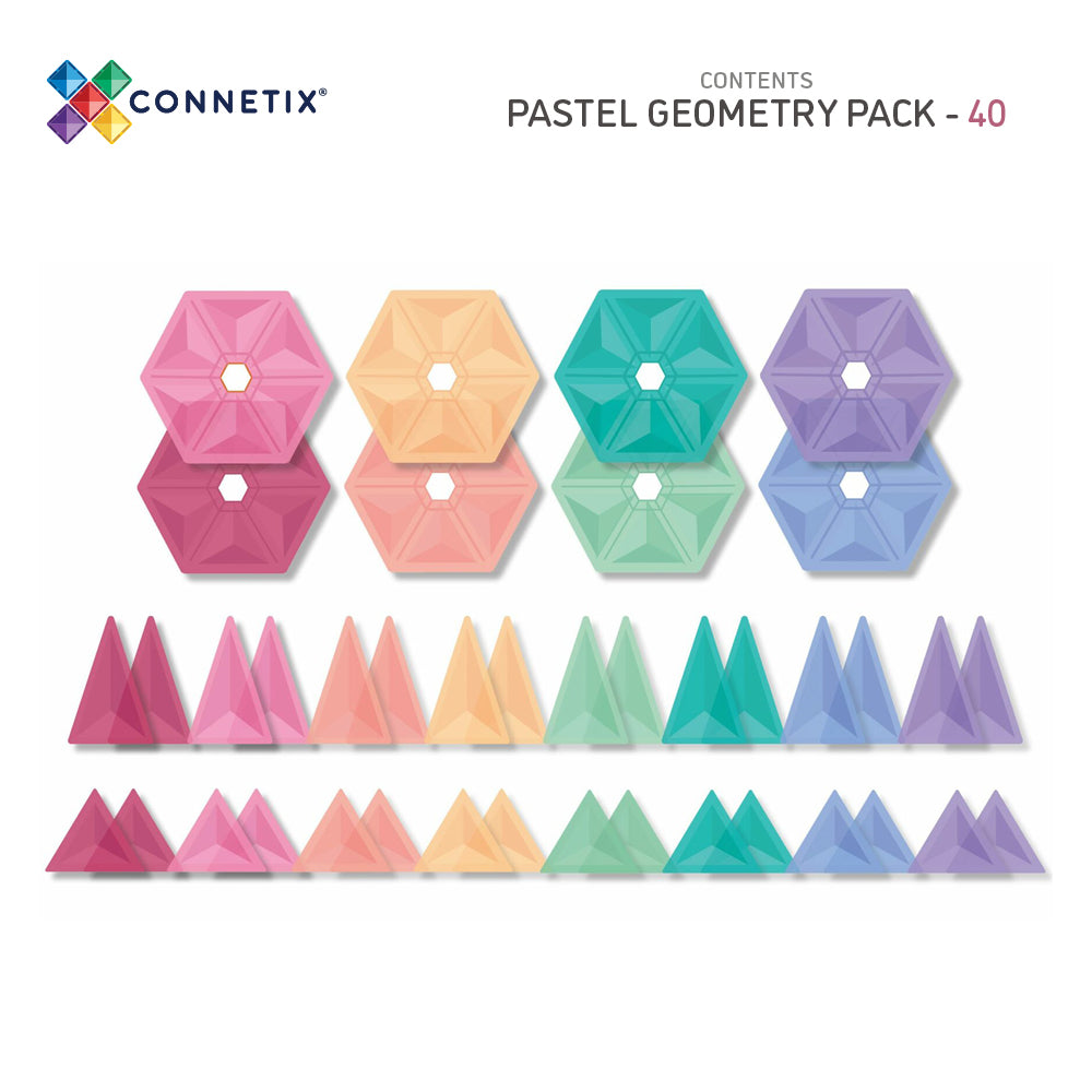 Connetix Tiles Pastel Geometry Pack 40 Pieces