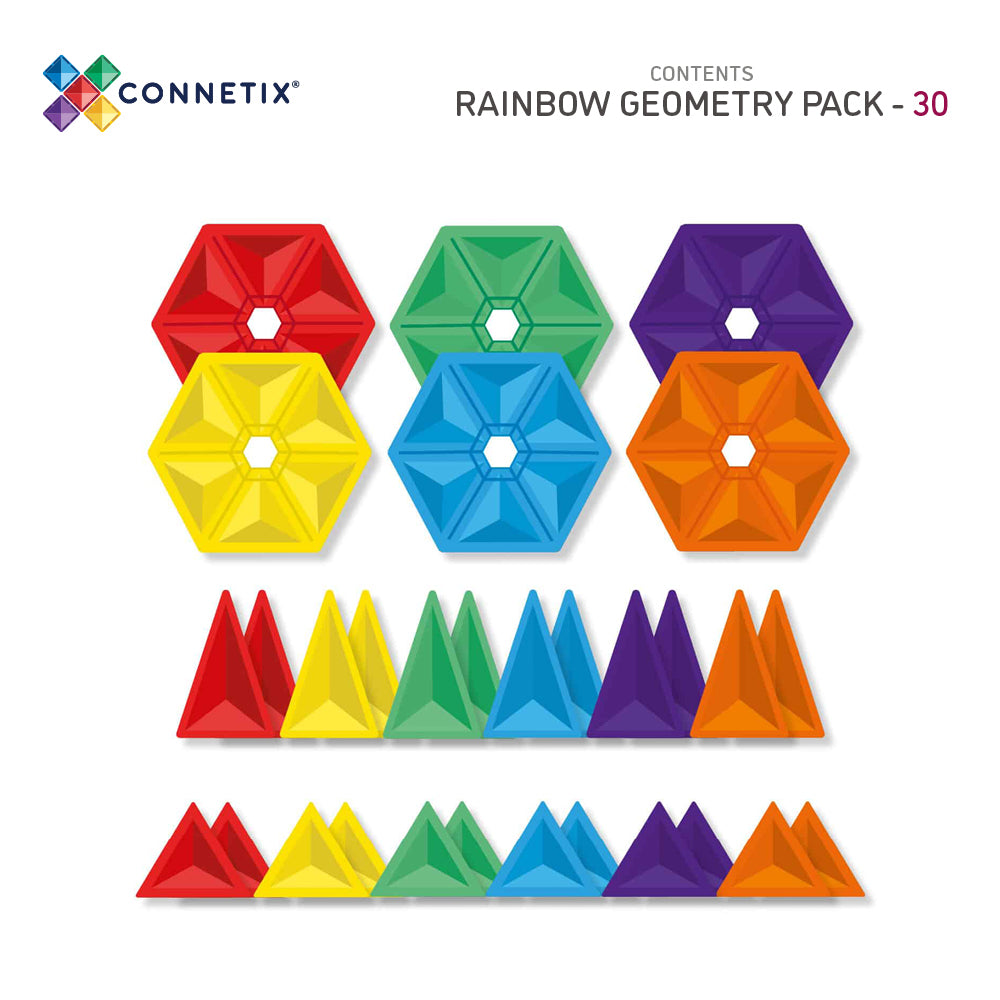 Connetix Tiles Rainbow Geometry Pack 30 Pieces