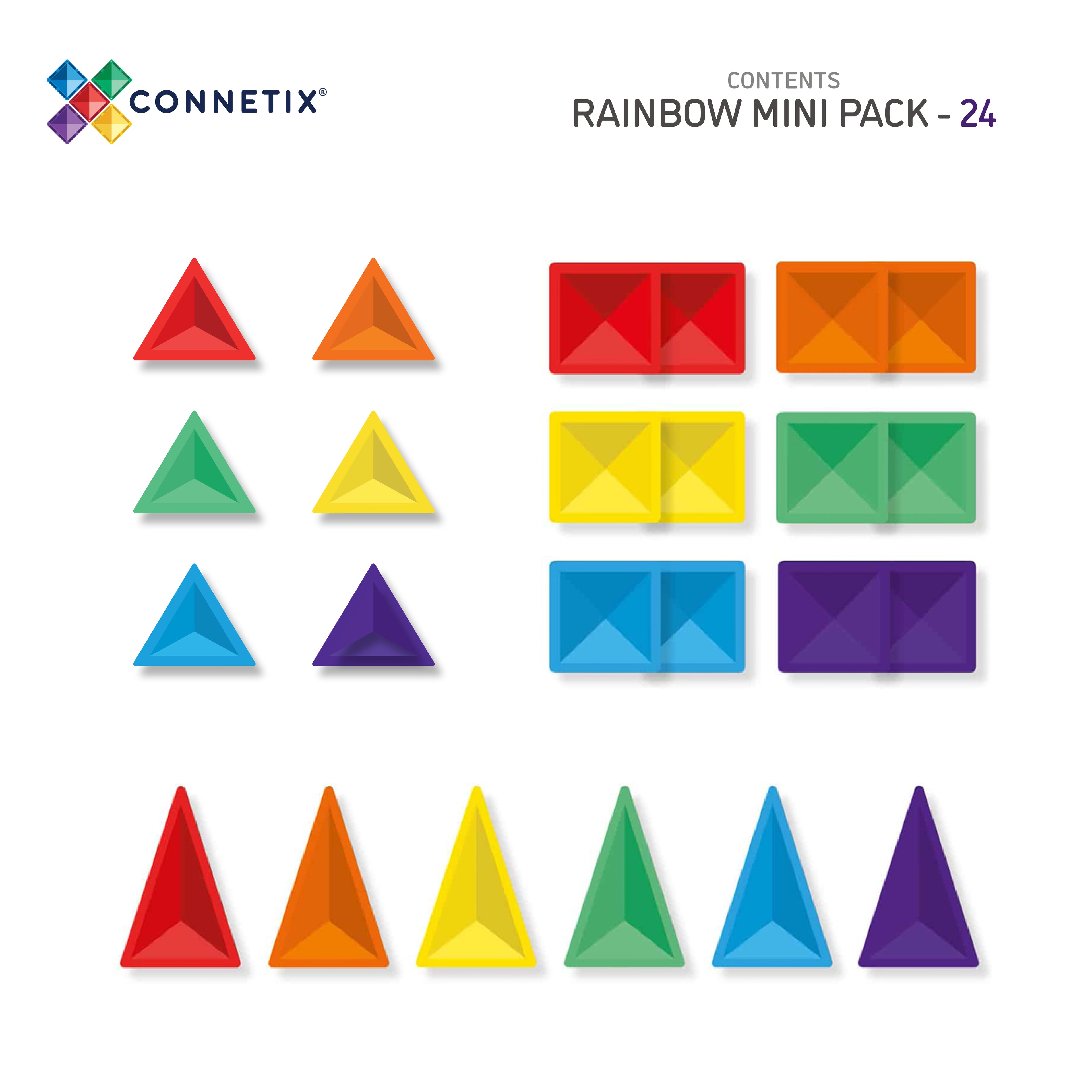 Connetix Tiles Rainbow Mini Pack 24 Pieces