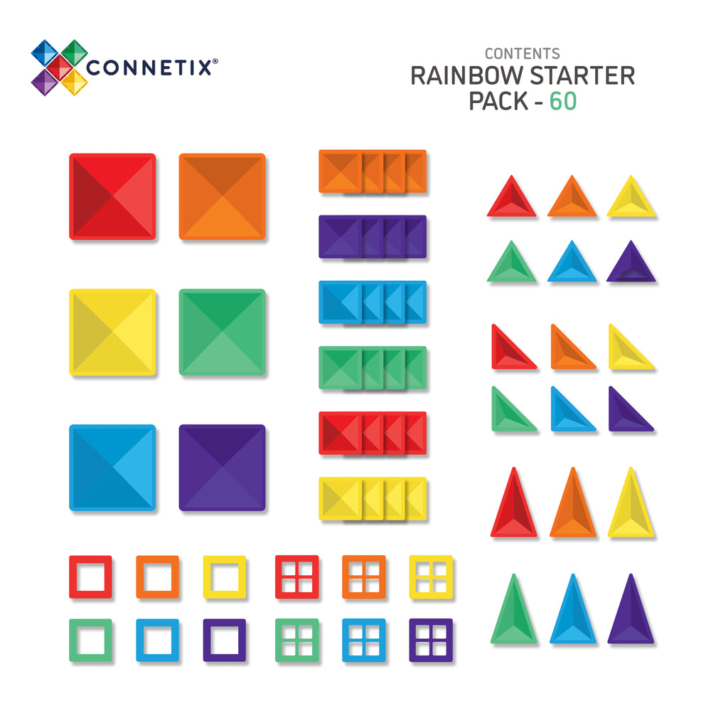 Connetix Tiles Rainbow Starter Pack 60 Pieces