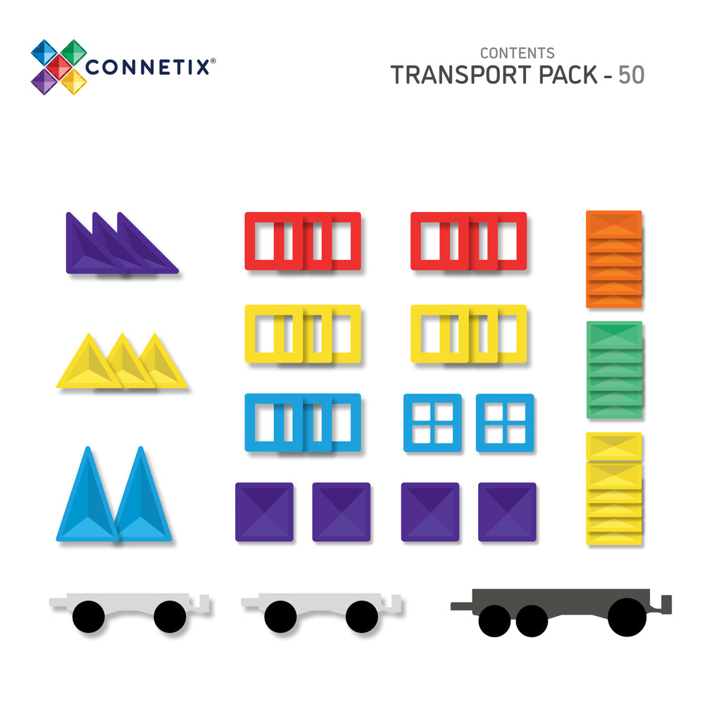 Connetix Tiles Rainbow Transport Pack 50 Pieces