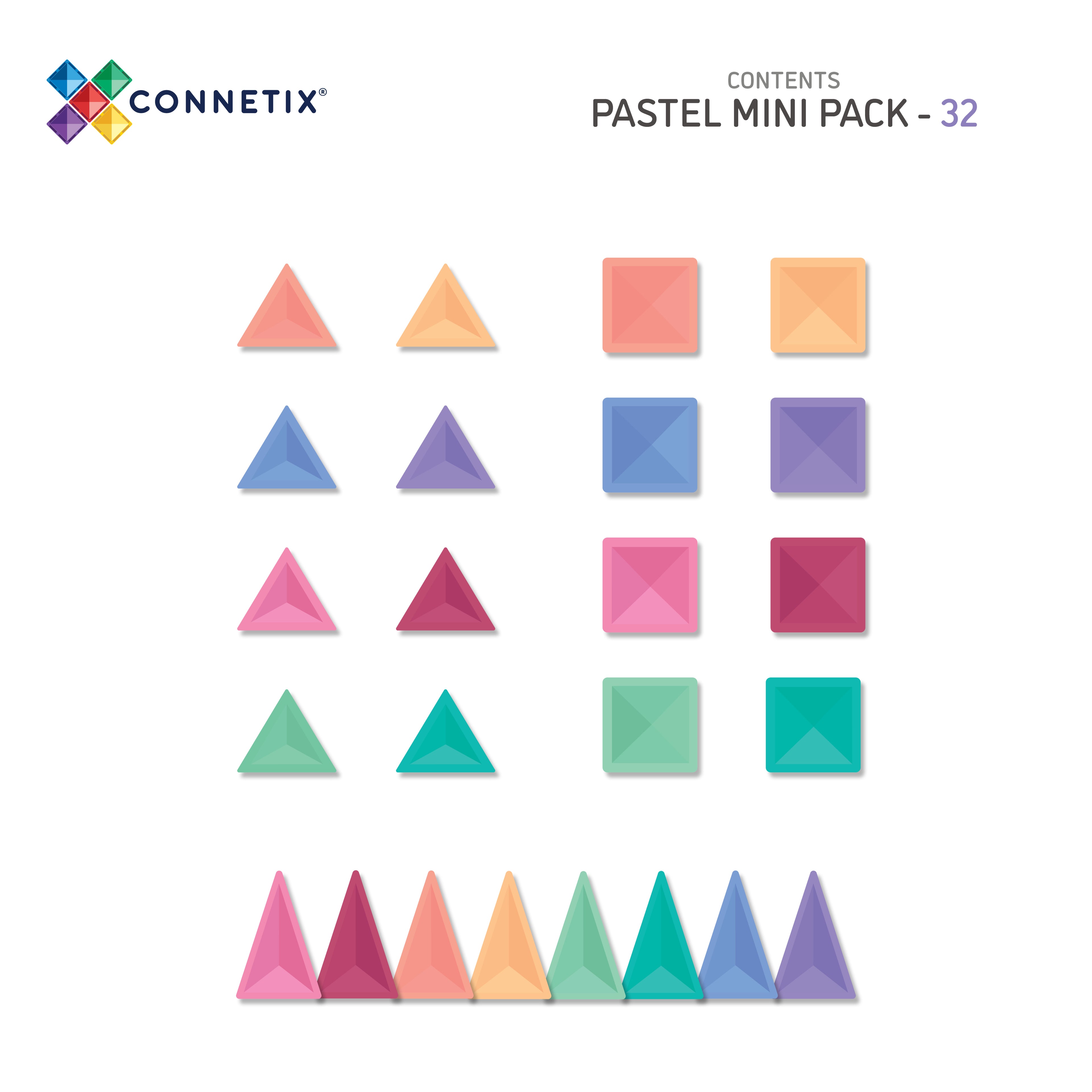 Connetix Tiles Pastel Mini Pack 32 Pieces
