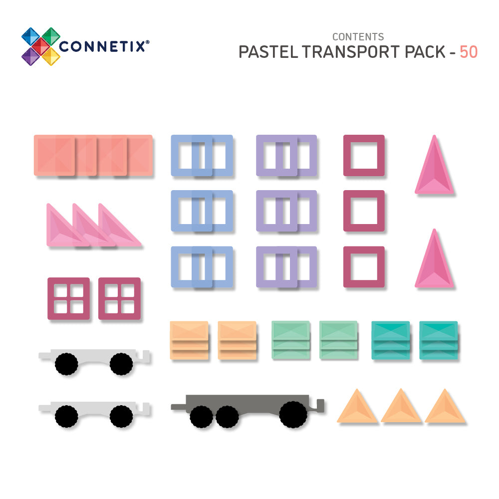 Connetix Tiles Pastel Transport Pack 50 Pieces