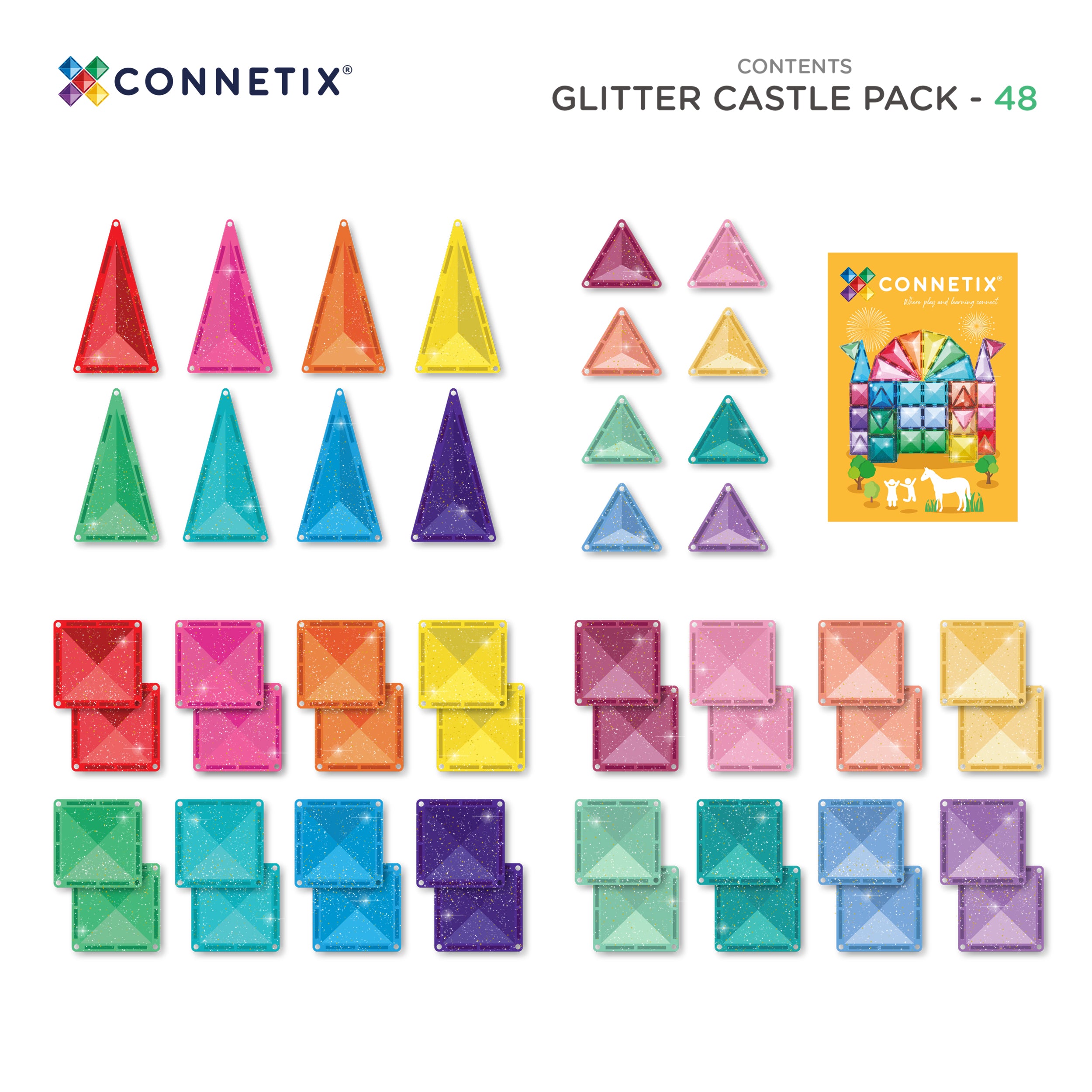 Connetix Tiles Glitter Castle Pack 48pc